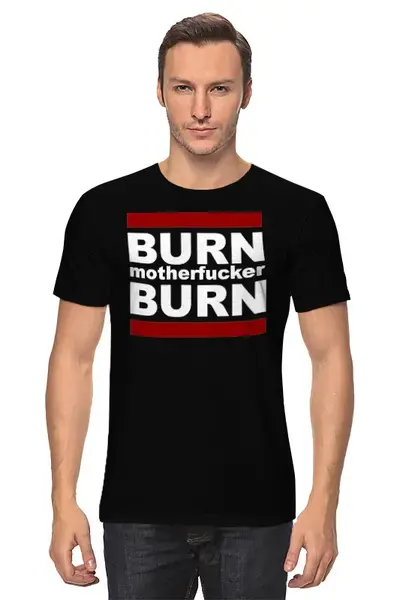 Заказать мужскую футболку в Москве. Футболка классическая Burn! от gopotol - готовые дизайны и нанесение принтов.