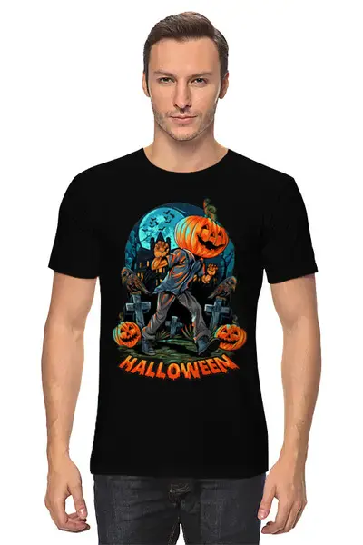 Заказать мужскую футболку в Москве. Футболка классическая Halloween - Зомби от printeriumstore@gmail.com - готовые дизайны и нанесение принтов.