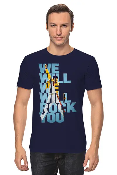 Заказать мужскую футболку в Москве. Футболка классическая Фредди Меркьюри от balden - готовые дизайны и нанесение принтов.