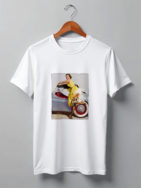 Заказать мужскую футболку в Москве. Футболка классическая Pin-up girl от lissa - готовые дизайны и нанесение принтов.
