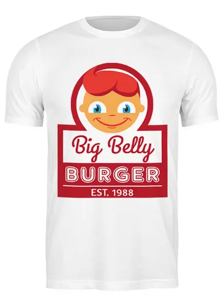 Заказать мужскую футболку в Москве. Футболка классическая Big Belly Burger от coolmag - готовые дизайны и нанесение принтов.