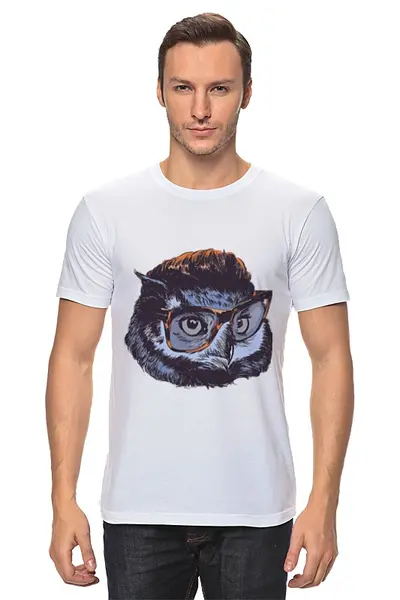 Заказать мужскую футболку в Москве. Футболка классическая OWL in glasses от priceless - готовые дизайны и нанесение принтов.