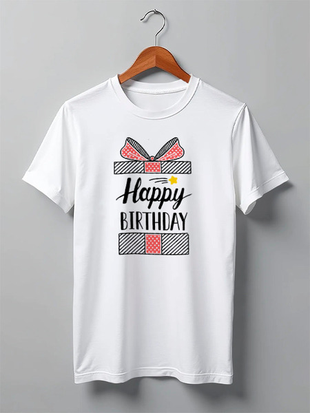 Заказать мужскую футболку в Москве. Футболка классическая Happy Birthday  от Polilog - готовые дизайны и нанесение принтов.