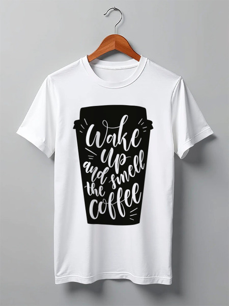 Заказать мужскую футболку в Москве. Футболка классическая Wake up and smell the coffee от illunovart  - готовые дизайны и нанесение принтов.