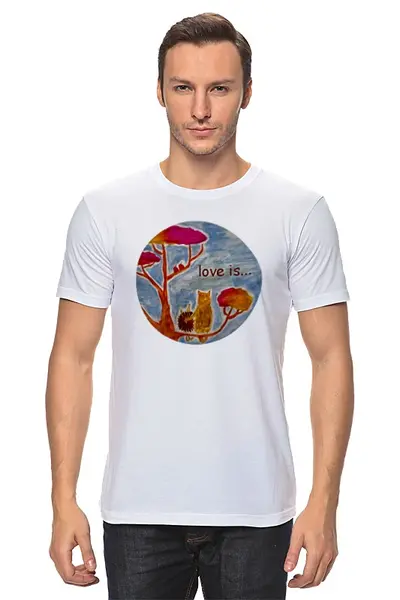 Заказать мужскую футболку в Москве. Футболка классическая Счастье от mrs-snit@yandex.ru - готовые дизайны и нанесение принтов.