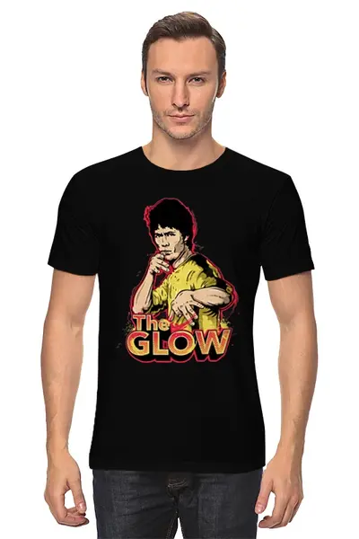 Заказать мужскую футболку в Москве. Футболка классическая Брюс Ли (The Glow) от coolmag - готовые дизайны и нанесение принтов.