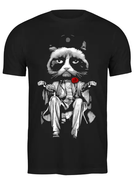 Заказать мужскую футболку в Москве. Футболка классическая Сердитый Котик (Grumpy Cat) от coolmag - готовые дизайны и нанесение принтов.
