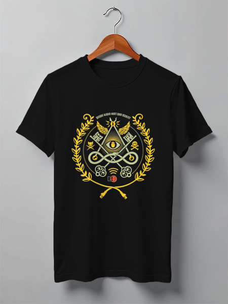 Заказать мужскую футболку в Москве. Футболка классическая EFF's Defcon 22 T-Shirt Puzzle от Александра  - готовые дизайны и нанесение принтов.