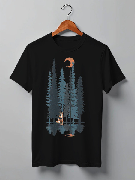 Заказать мужскую футболку в Москве. Футболка классическая Fox Here от oneredfoxstore@gmail.com - готовые дизайны и нанесение принтов.