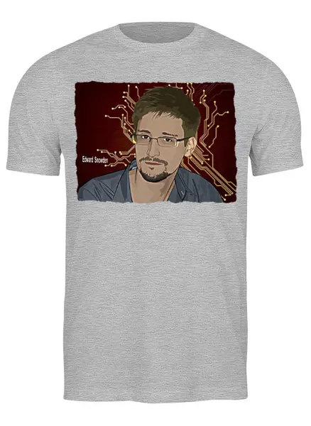 Заказать мужскую футболку в Москве. Футболка классическая Edward Snowden от Leichenwagen - готовые дизайны и нанесение принтов.