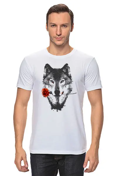 Заказать мужскую футболку в Москве. Футболка классическая Wolf&Rose от balden - готовые дизайны и нанесение принтов.