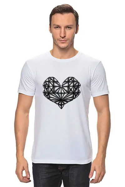 Заказать мужскую футболку в Москве. Футболка классическая Сердце геометрическое оттенки серого от Анна - готовые дизайны и нанесение принтов.
