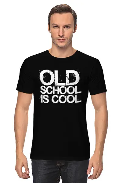 Заказать мужскую футболку в Москве. Футболка классическая OLD SCHOOL IS COOL от Djimas Leonki - готовые дизайны и нанесение принтов.