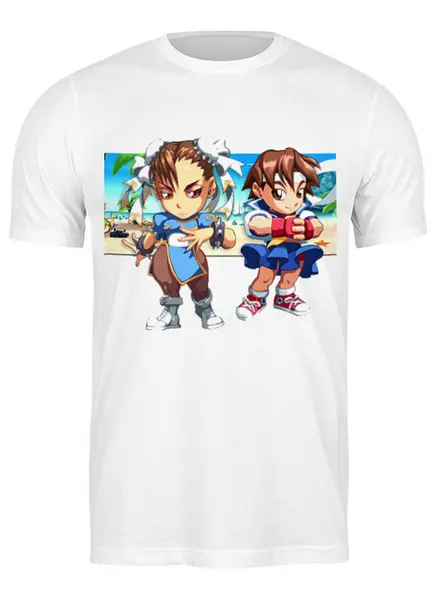 Заказать мужскую футболку в Москве. Футболка классическая Street Fighter #mini Chuni & Sakura от StreetMag - готовые дизайны и нанесение принтов.