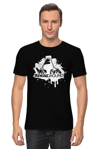 Заказать мужскую футболку в Москве. Футболка классическая UNDERGROUND от T-shirt print  - готовые дизайны и нанесение принтов.