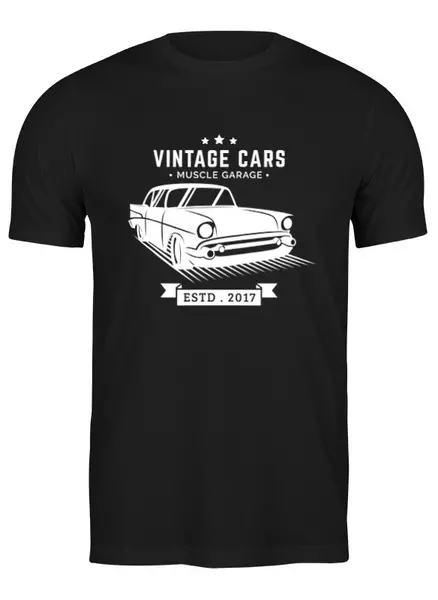 Заказать мужскую футболку в Москве. Футболка классическая Vintage Cars от balden - готовые дизайны и нанесение принтов.