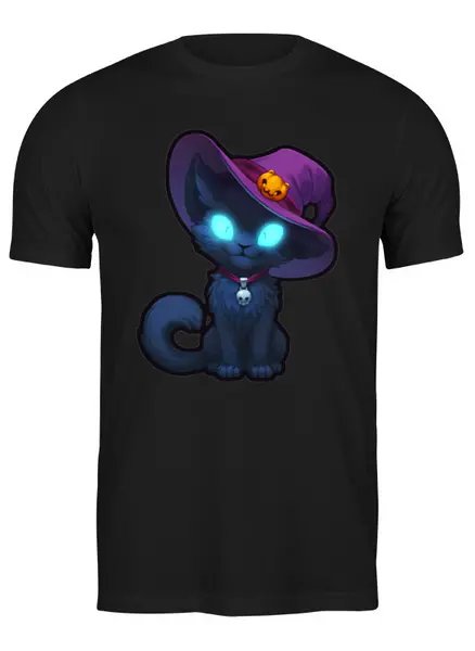 Заказать мужскую футболку в Москве. Футболка классическая black cat от rinkusu - готовые дизайны и нанесение принтов.