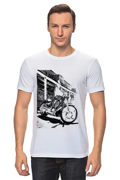 Заказать мужскую футболку в Москве. Футболка классическая Мотоциклы от paster10 - готовые дизайны и нанесение принтов.