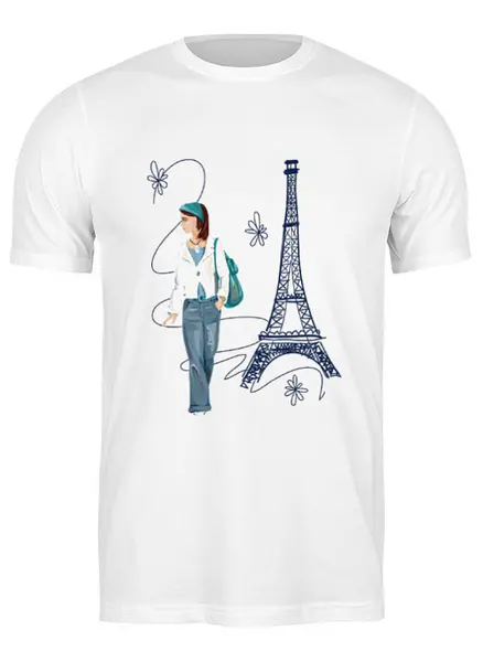 Заказать мужскую футболку в Москве. Футболка классическая Парижанка от Виктор Гришин - готовые дизайны и нанесение принтов.