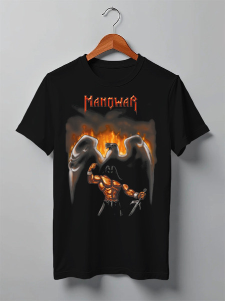 Заказать мужскую футболку в Москве. Футболка классическая Manowar Band от Leichenwagen - готовые дизайны и нанесение принтов.