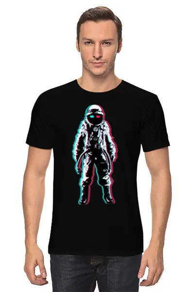 Заказать мужскую футболку в Москве. Футболка классическая Космонавт 3D от Space Art - готовые дизайны и нанесение принтов.