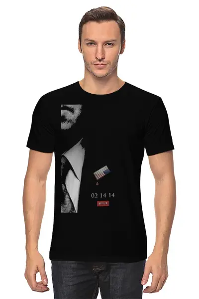 Заказать мужскую футболку в Москве. Футболка классическая House of Cards  от KinoArt - готовые дизайны и нанесение принтов.
