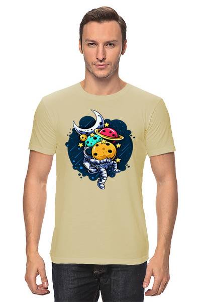Заказать мужскую футболку в Москве. Футболка классическая Астронавт    от Print design  - готовые дизайны и нанесение принтов.