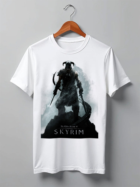 Заказать мужскую футболку в Москве. Футболка классическая The Elder Scrolls V: Skyrim от amnesia - готовые дизайны и нанесение принтов.
