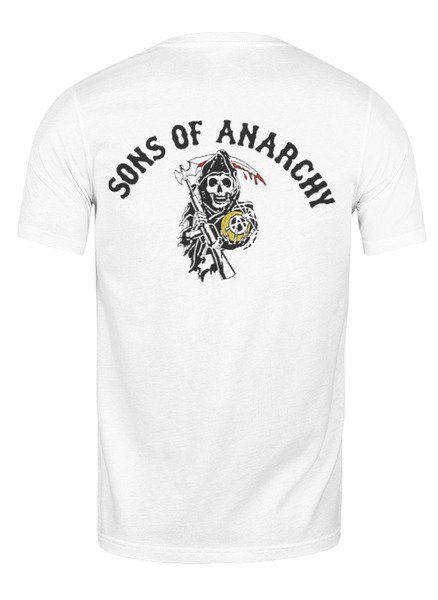 Заказать мужскую футболку в Москве. Футболка классическая Sons of Anarchy white от kenny - готовые дизайны и нанесение принтов.