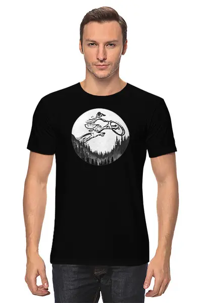 Заказать мужскую футболку в Москве. Футболка классическая Moon Rider от oneredfoxstore@gmail.com - готовые дизайны и нанесение принтов.