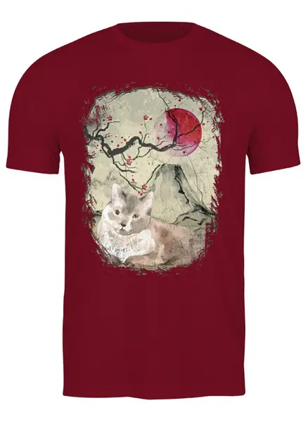 Заказать мужскую футболку в Москве. Футболка классическая Japan Cat от oneredfoxstore@gmail.com - готовые дизайны и нанесение принтов.