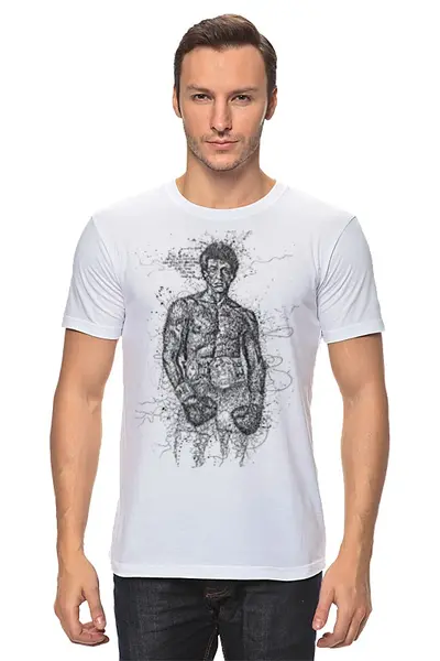 Заказать мужскую футболку в Москве. Футболка классическая Rocky от Leichenwagen - готовые дизайны и нанесение принтов.