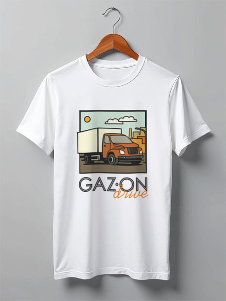 Заказать мужскую футболку в Москве. Футболка классическая GAZon drive от Владимир Федин - готовые дизайны и нанесение принтов.