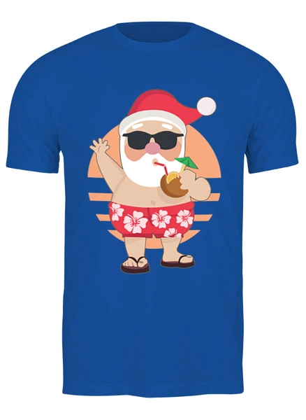 Заказать мужскую футболку в Москве. Футболка классическая Санта на отдыхе от skynatural - готовые дизайны и нанесение принтов.