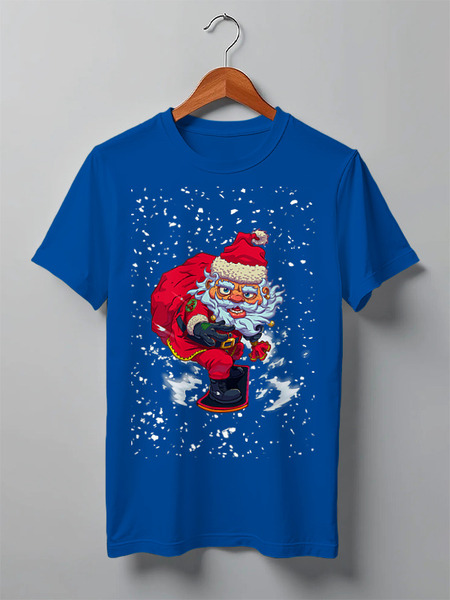 Заказать мужскую футболку в Москве. Футболка классическая Santa Snowboard_ от balden - готовые дизайны и нанесение принтов.