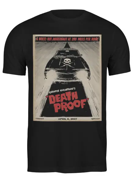 Заказать мужскую футболку в Москве. Футболка классическая Death Proof от KinoArt - готовые дизайны и нанесение принтов.