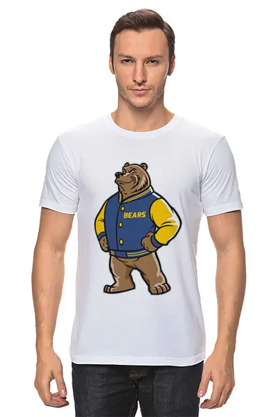 Заказать мужскую футболку в Москве. Футболка классическая Медведь от Zamula - готовые дизайны и нанесение принтов.
