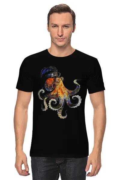 Заказать мужскую футболку в Москве. Футболка классическая Пиратский осьминог от Anna Rosenrot - готовые дизайны и нанесение принтов.