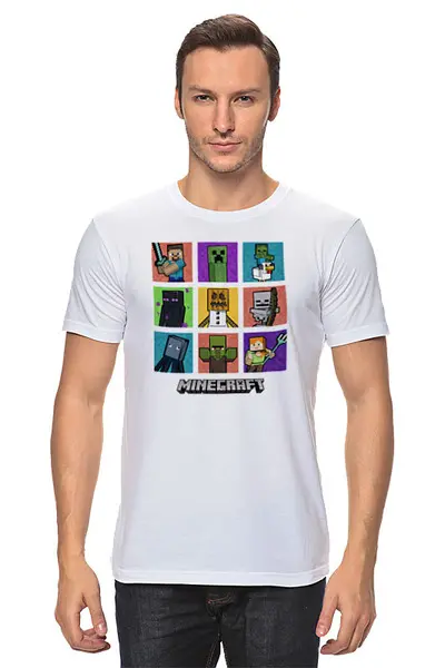Заказать мужскую футболку в Москве. Футболка классическая Майнкрафт от PrintGamer  - готовые дизайны и нанесение принтов.