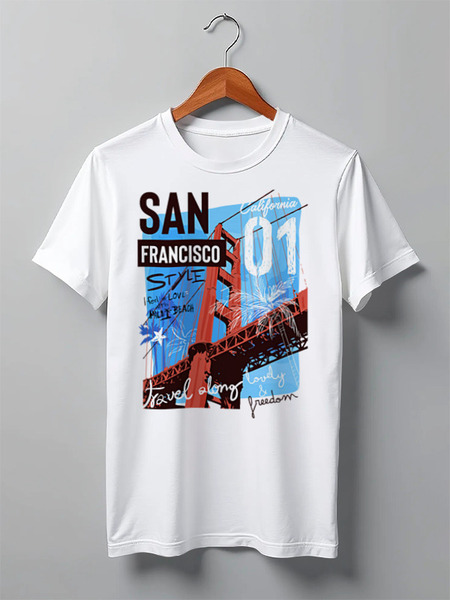 Заказать мужскую футболку в Москве. Футболка классическая San Francisco от Никита Коледенков - готовые дизайны и нанесение принтов.