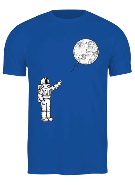 Заказать мужскую футболку в Москве. Футболка классическая Космонавт с шариком от skynatural - готовые дизайны и нанесение принтов.