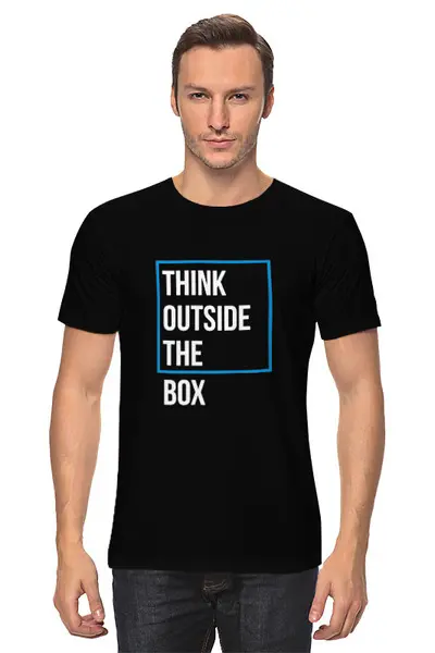 Заказать мужскую футболку в Москве. Футболка классическая Think outside the box от Startech.vc  - готовые дизайны и нанесение принтов.