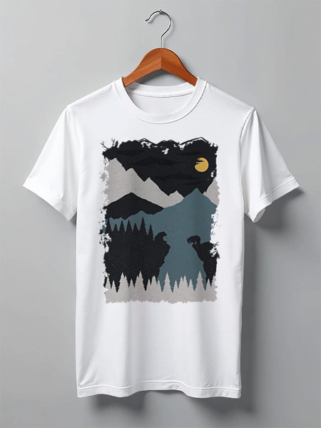 Заказать мужскую футболку в Москве. Футболка классическая Mountains and Bears от oneredfoxstore@gmail.com - готовые дизайны и нанесение принтов.