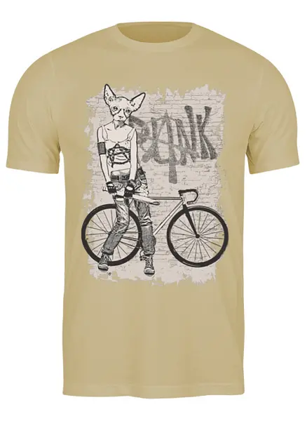 Заказать мужскую футболку в Москве. Футболка классическая Bike Punk Cat от oneredfoxstore@gmail.com - готовые дизайны и нанесение принтов.