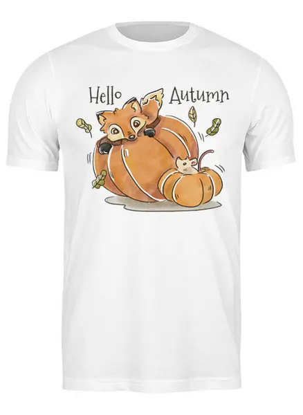 Заказать мужскую футболку в Москве. Футболка классическая Fox Here от oneredfoxstore@gmail.com - готовые дизайны и нанесение принтов.