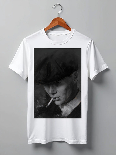 Заказать мужскую футболку в Москве. Футболка классическая Tommy Shelby - Острые козырьки от Дана Столыпина - готовые дизайны и нанесение принтов.