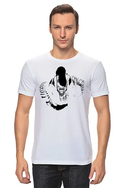 Заказать мужскую футболку в Москве. Футболка классическая Aliens от oneredfoxstore@gmail.com - готовые дизайны и нанесение принтов.
