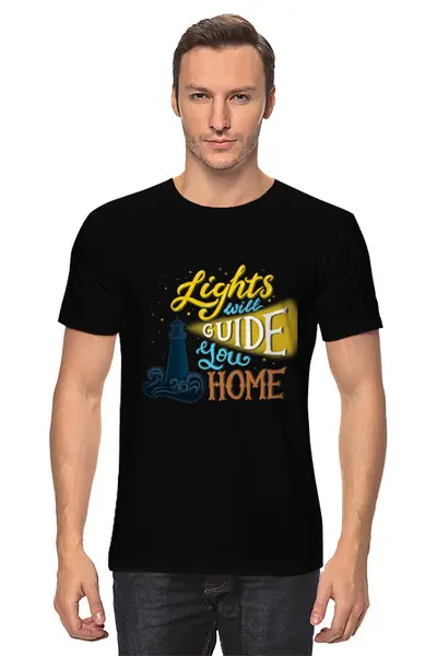 Заказать мужскую футболку в Москве. Футболка классическая Lights will guide you home от Алена Суманеева - готовые дизайны и нанесение принтов.