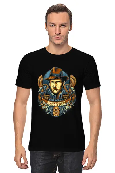 Заказать мужскую футболку в Москве. Футболка классическая Индиана Джонс от T-shirt print  - готовые дизайны и нанесение принтов.