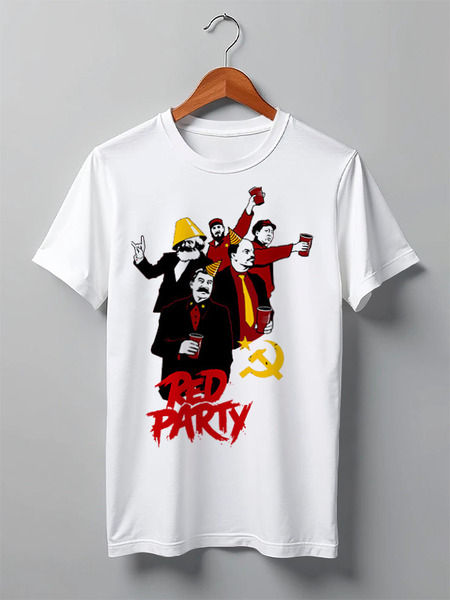 Заказать мужскую футболку в Москве. Футболка классическая Red Party от Leichenwagen - готовые дизайны и нанесение принтов.